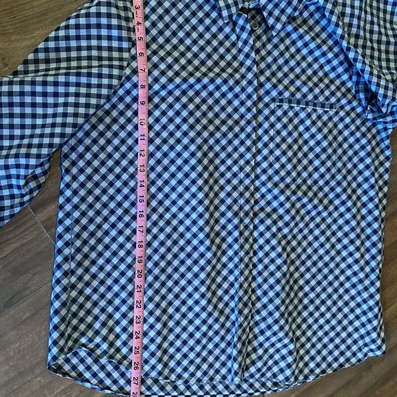 Lafayette 148 New York Blue and Cream Checkered Women's Shirt - Picture 6 of 6